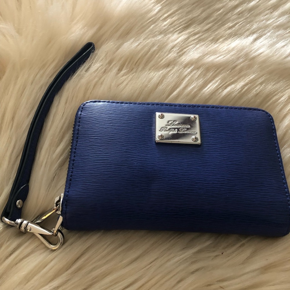 Blue leather Lauren Ralph Lauren Wristlet Wallet